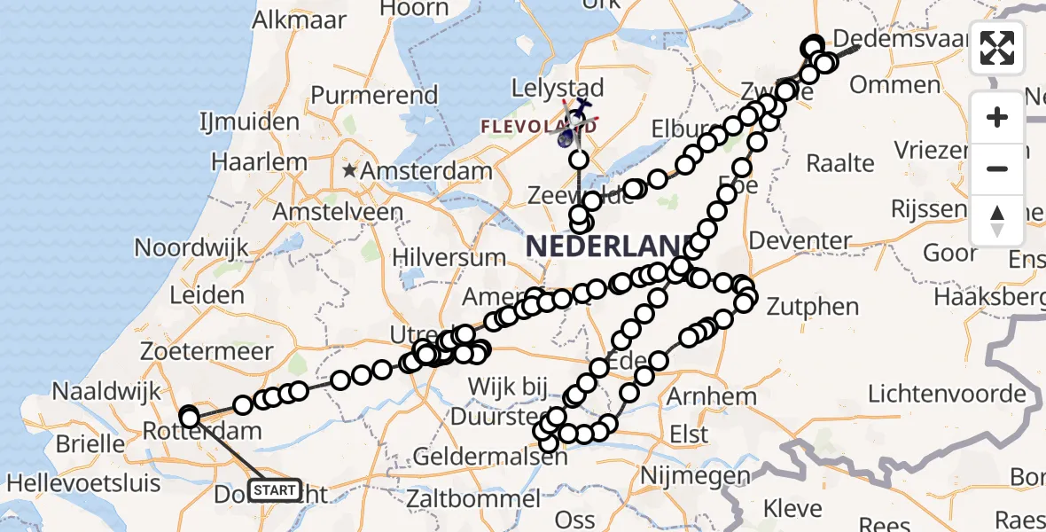Vluchtroute Politiehelikopter Papendrecht - Lelystad Airport, 28 juni 2026, 13:56
