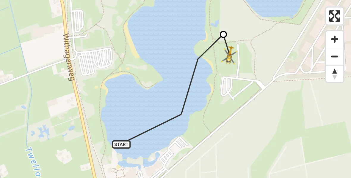 Vluchtroute Traumahelikopter Het Bussloo - Voorst, 28 juni 2026, 14:06
