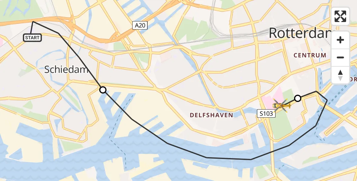 Vluchtroute Traumahelikopter Schiedam - Leids Universitair Medisch Centrum (LUMC), 28 juni 2026, 15:30