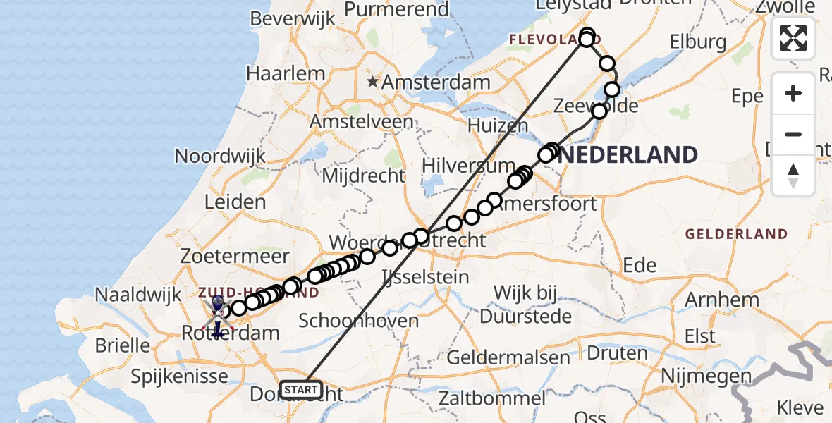 Vluchtroute Politiehelikopter Papendrecht - Rotterdam The Hague Airport, 28 juni 2026, 16:37