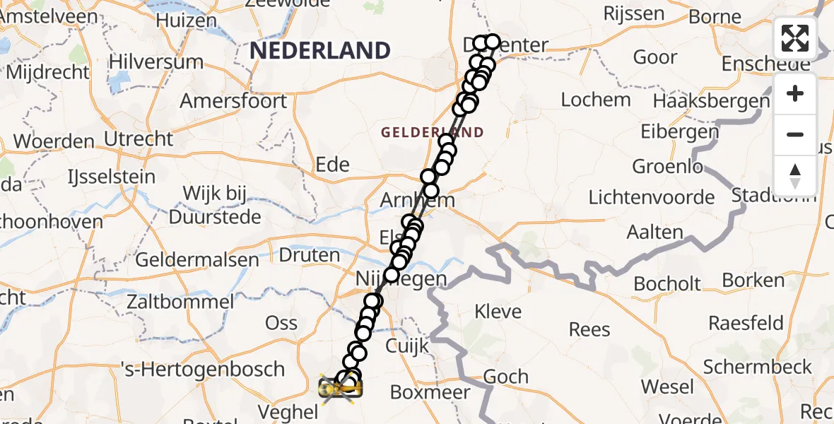 Vluchtroute Traumahelikopter Vliegbasis Volkel - Vliegbasis Volkel, 28 juni 2026, 17:13