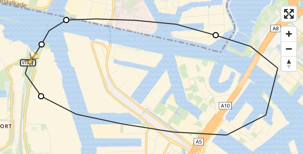 Vluchtroute Traumahelikopter Amsterdam Heliport - Amsterdam Heliport, 28 juni 2026, 17:47