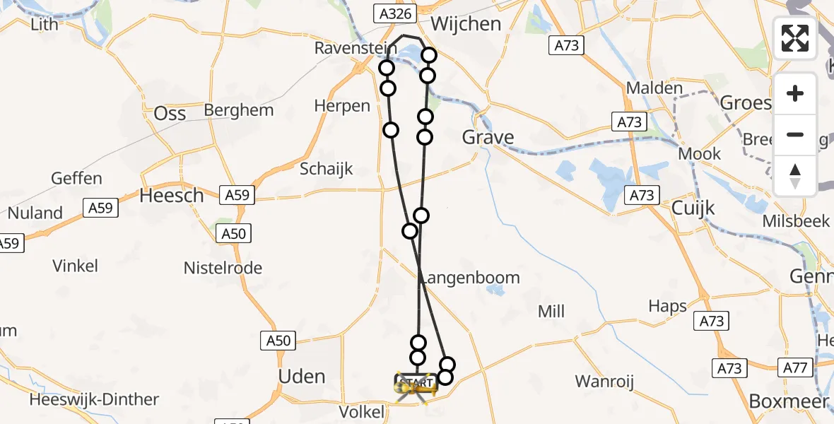 Vluchtroute Traumahelikopter Vliegbasis Volkel - Vliegbasis Volkel, 28 juni 2026, 20:21