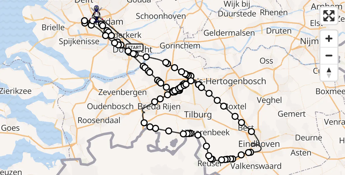 Vluchtroute Politiehelikopter Papendrecht - Rotterdam The Hague Airport, 29 juni 2026, 07:46
