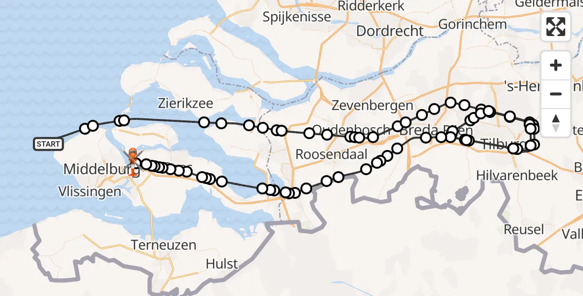 Vluchtroute Kustwachthelikopter Noordzee - Vliegveld Midden-Zeeland, 29 juni 2026, 08:27