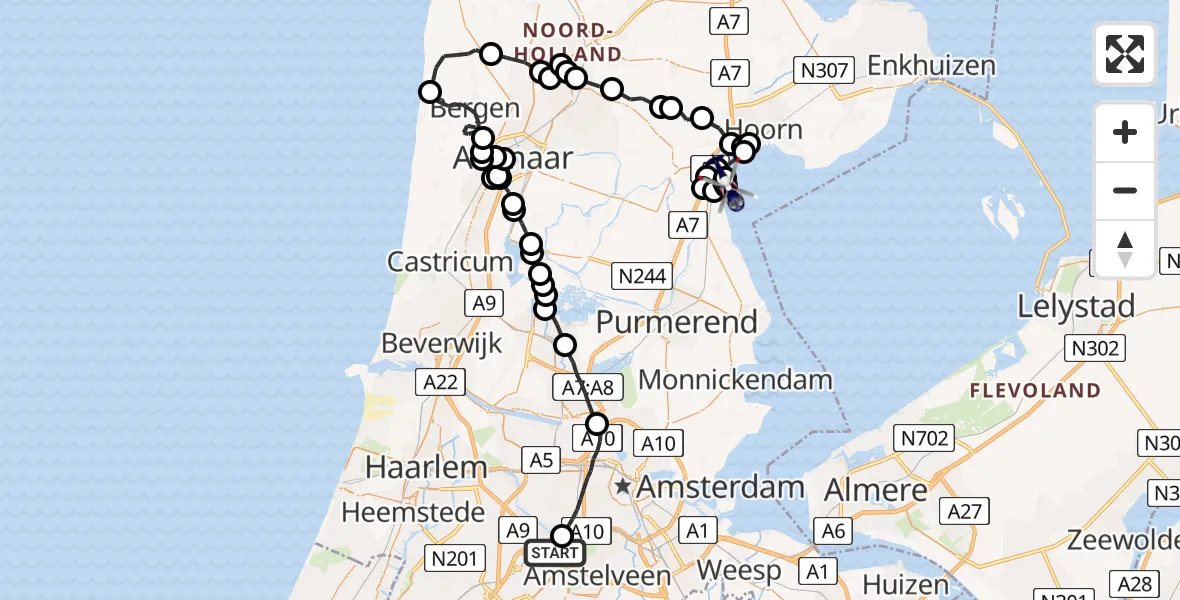 Vluchtroute Politiehelikopter Amsterdam Vliegveld Schiphol - Markermeer, 29 juni 2026, 09:12