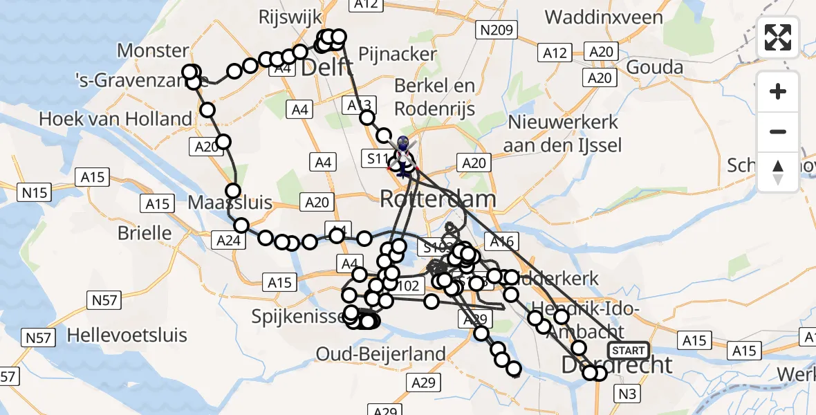 Vluchtroute Politiehelikopter Papendrecht - Rotterdam The Hague Airport, 29 juni 2026, 14:30