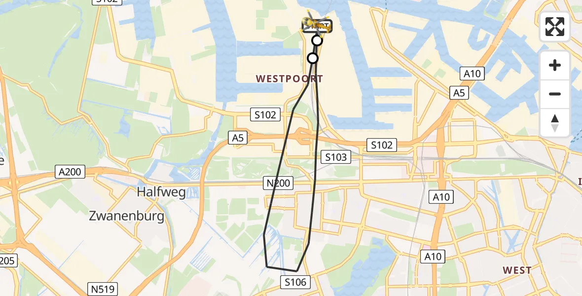 Vluchtroute Traumahelikopter Amsterdam Heliport - Amsterdam Heliport, 29 juni 2026, 14:56