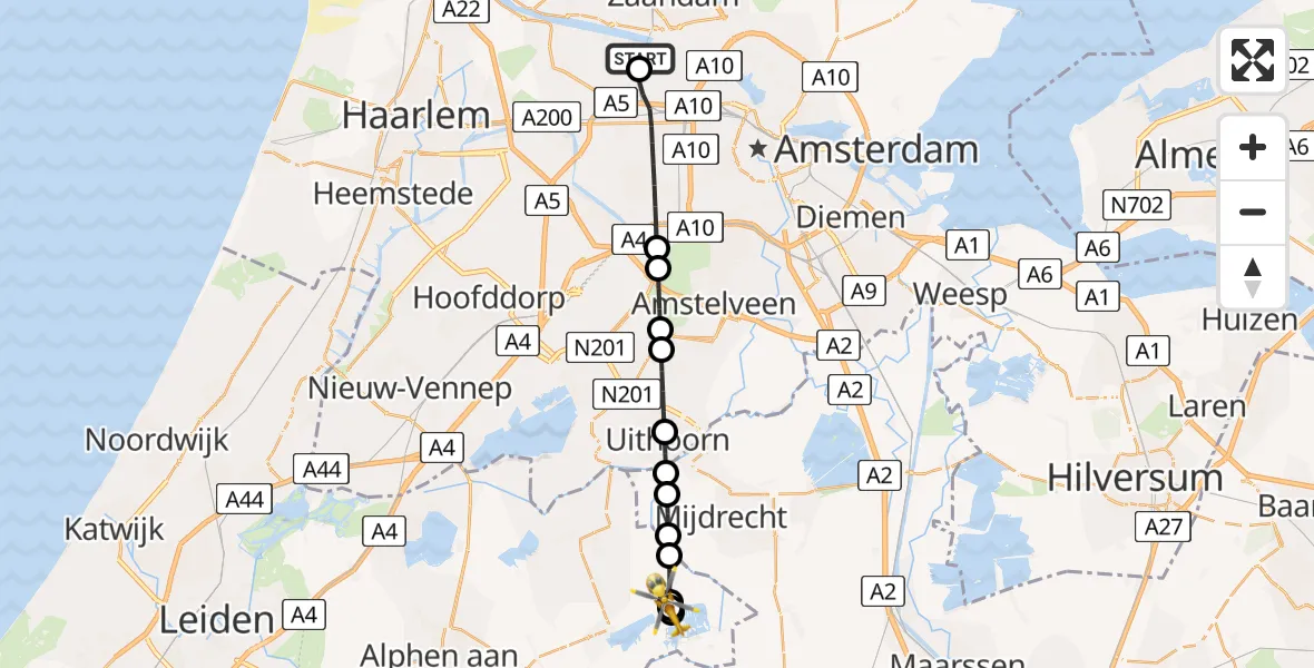 Vluchtroute Traumahelikopter Amsterdam Heliport - Noorden, 29 juni 2026, 16:27