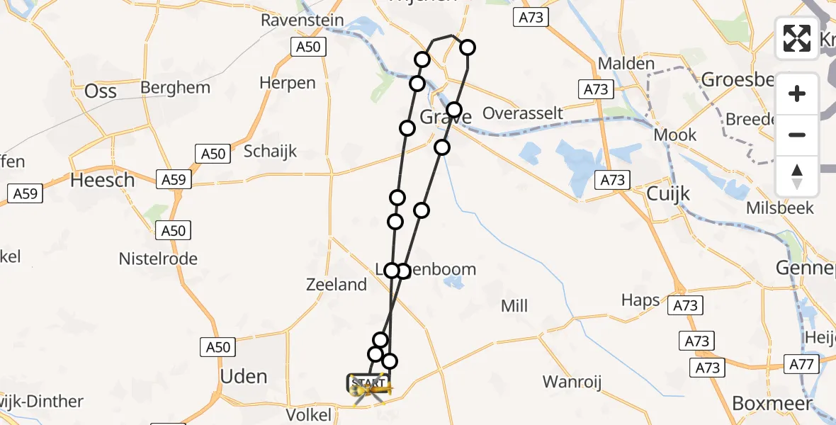 Vluchtroute Traumahelikopter Vliegbasis Volkel - Vliegbasis Volkel, 29 juni 2026, 17:28