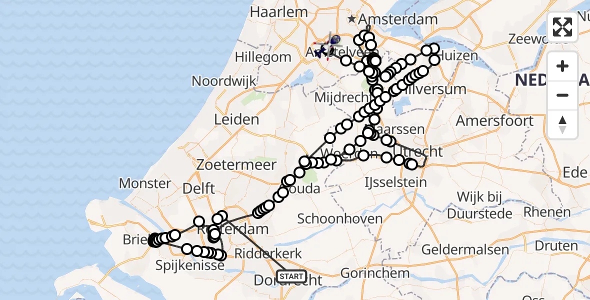 Vluchtroute Politiehelikopter Papendrecht - Amsterdam Vliegveld Schiphol, 29 juni 2026, 17:42