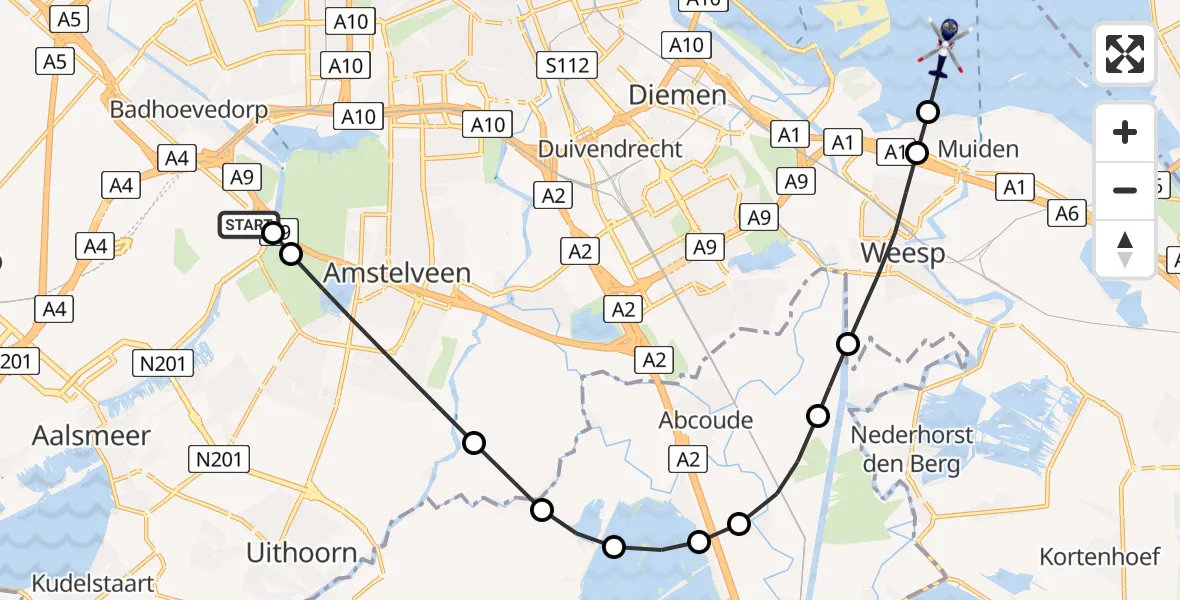 Vluchtroute Politiehelikopter Amsterdam Vliegveld Schiphol - IJmeer, 29 juni 2026, 18:57