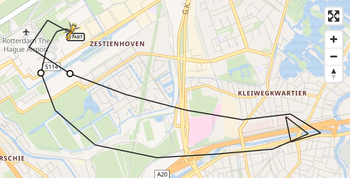 Vluchtroute Traumahelikopter Rotterdam The Hague Airport - Rotterdam The Hague Airport, 30 juni 2026, 06:27