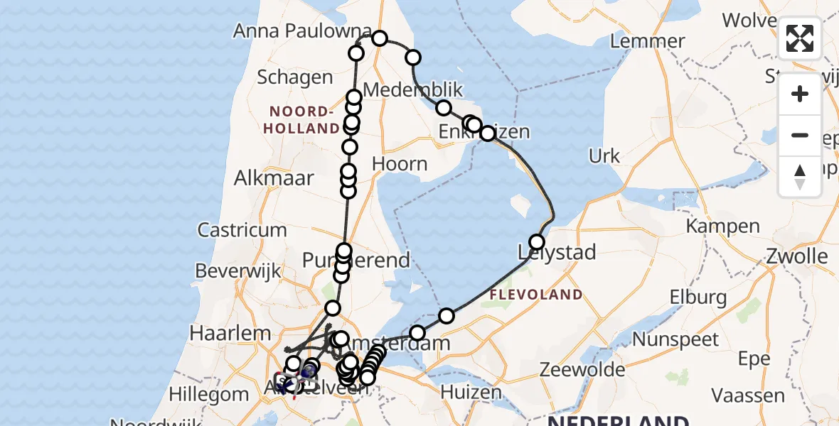 Vluchtroute Politiehelikopter Amsterdam Vliegveld Schiphol - Amsterdam Vliegveld Schiphol, 30 juni 2026, 07:33
