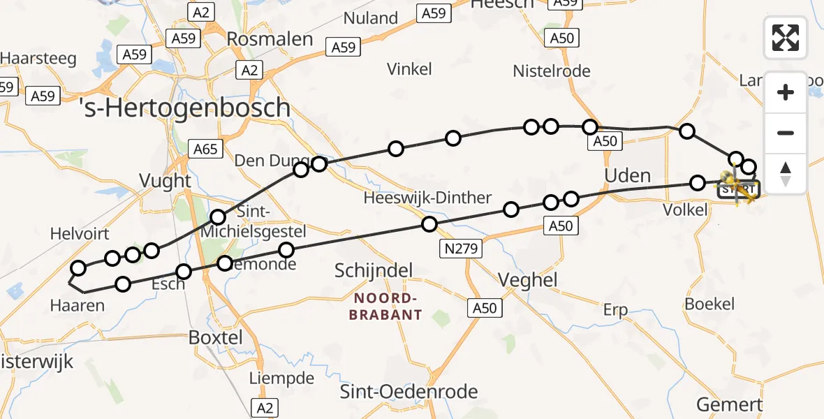 Vluchtroute Traumahelikopter Vliegbasis Volkel - Vliegbasis Volkel, 30 juni 2026, 07:59