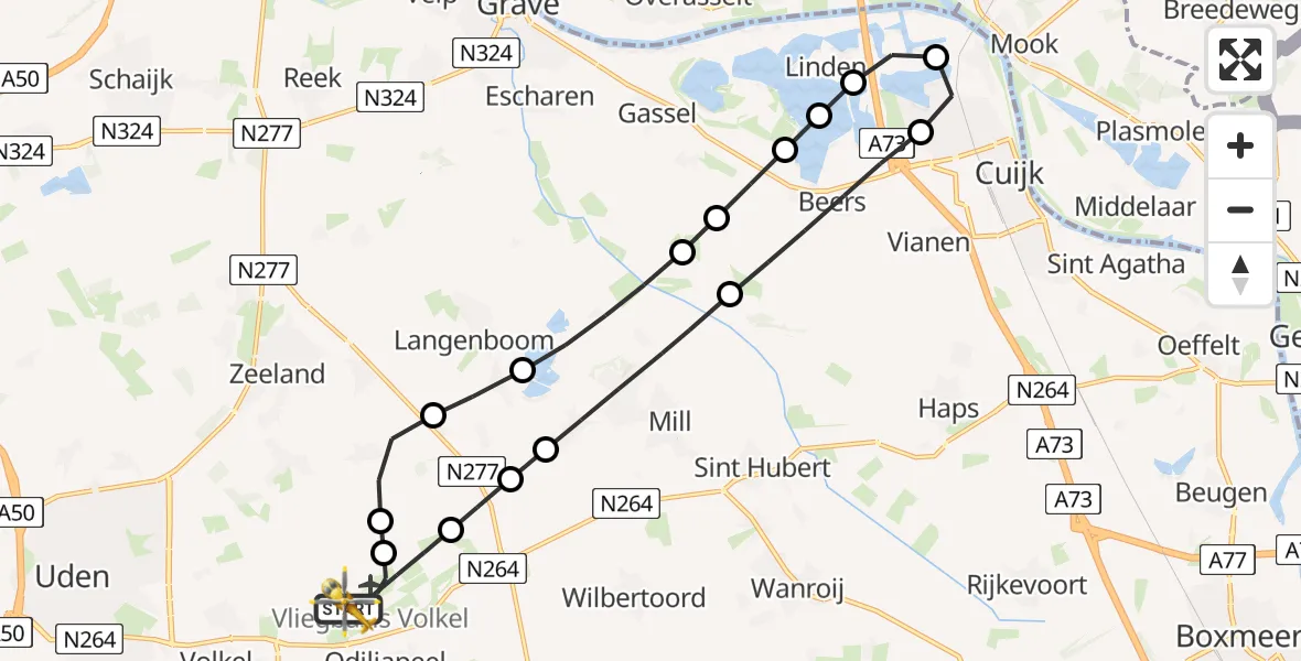 Vluchtroute Traumahelikopter Vliegbasis Volkel - Vliegbasis Volkel, 30 juni 2026, 10:05