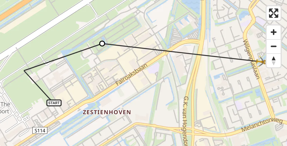 Vluchtroute Traumahelikopter Rotterdam The Hague Airport - Rotterdam, 30 juni 2026, 10:47