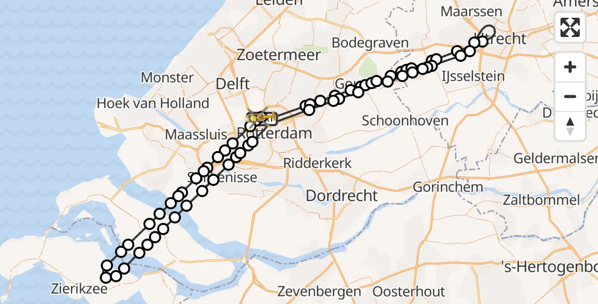 Vluchtroute Traumahelikopter Rotterdam The Hague Airport - Rotterdam The Hague Airport, 30 juni 2026, 14:45