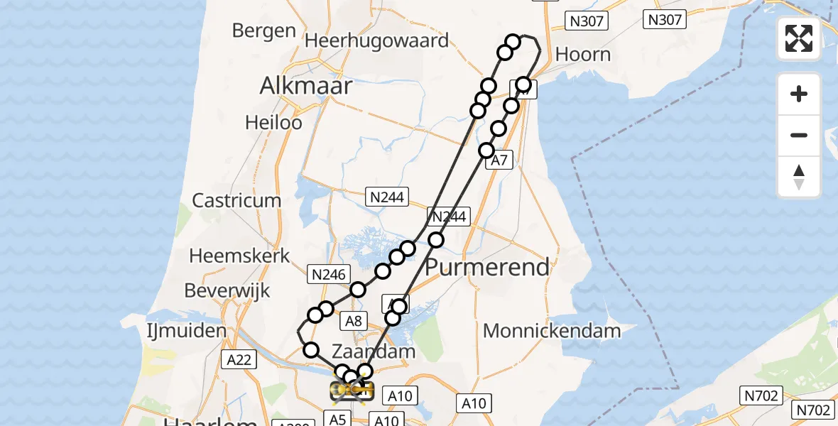 Vluchtroute Traumahelikopter Amsterdam Heliport - Amsterdam Heliport, 30 juni 2026, 16:47