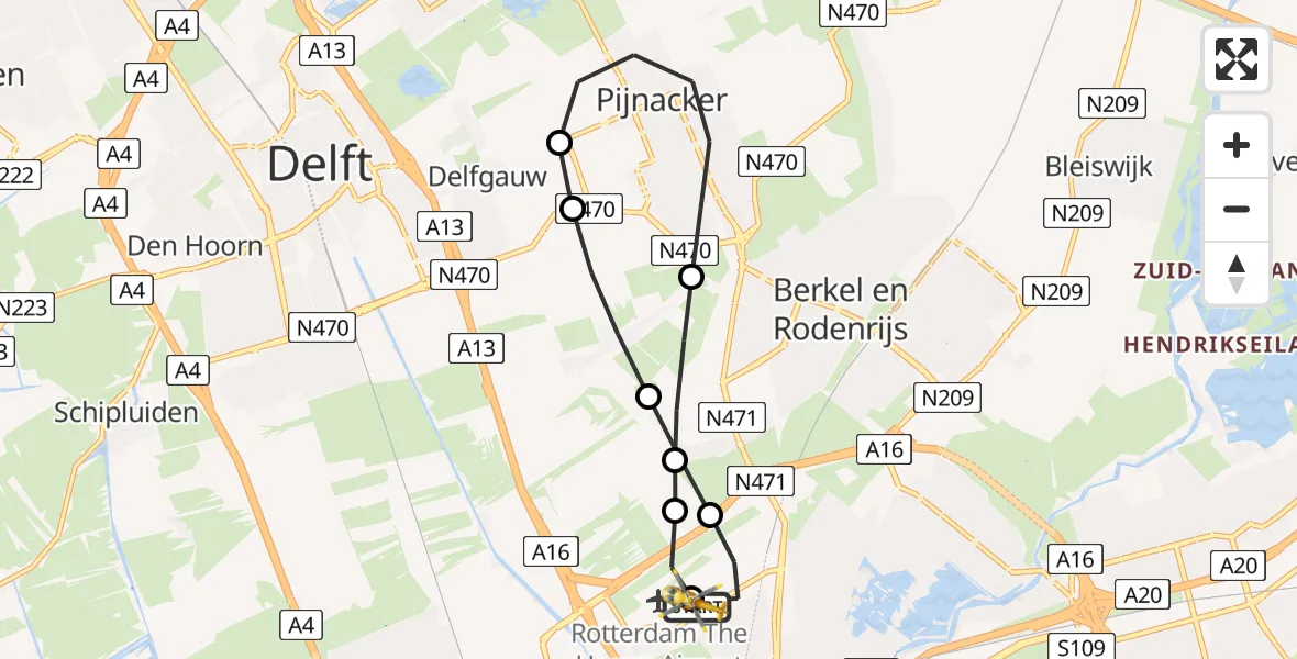 Vluchtroute Traumahelikopter Rotterdam The Hague Airport - Rotterdam The Hague Airport, 01 juli 2026, 05:59