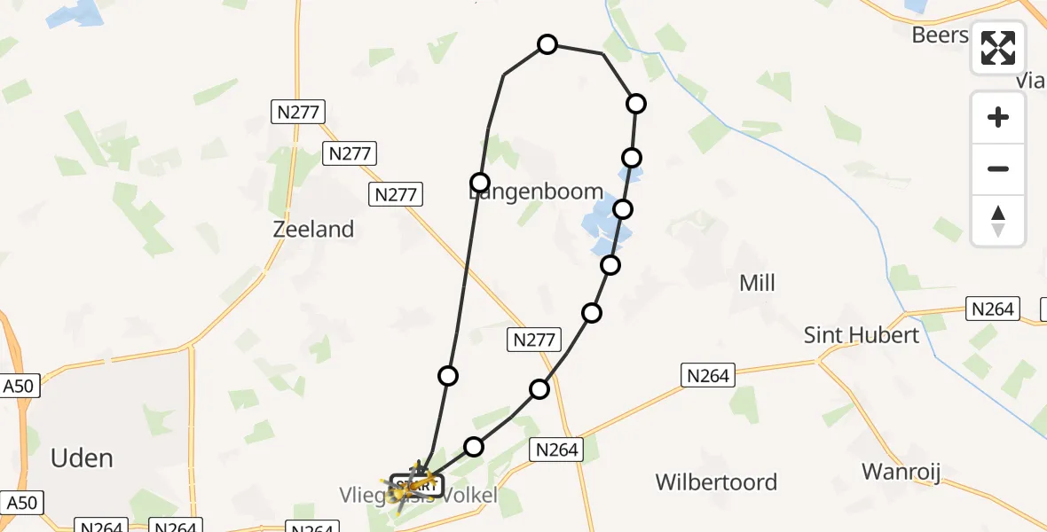 Vluchtroute Traumahelikopter Vliegbasis Volkel - Vliegbasis Volkel, 01 juli 2026, 06:44