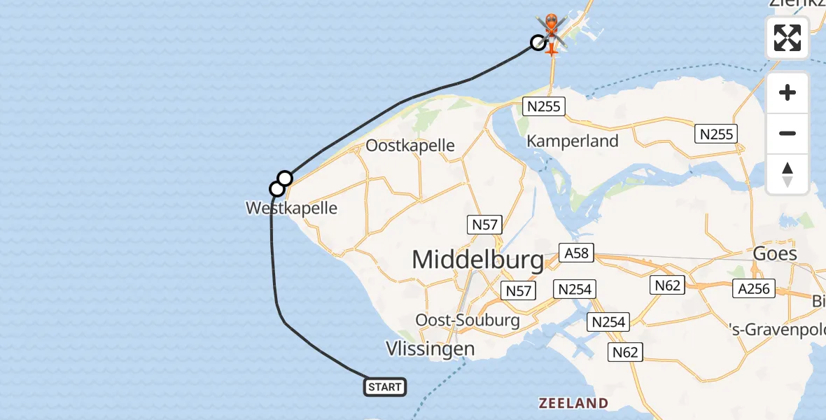Vluchtroute Kustwachthelikopter Noordzee - Vrouwenpolder, 01 juli 2026, 07:53