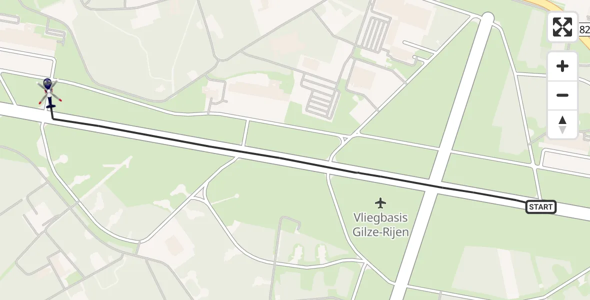 Vluchtroute Politiehelikopter Vliegbasis Gilze Rijen - Vliegbasis Gilze Rijen, 01 juli 2026, 09:08