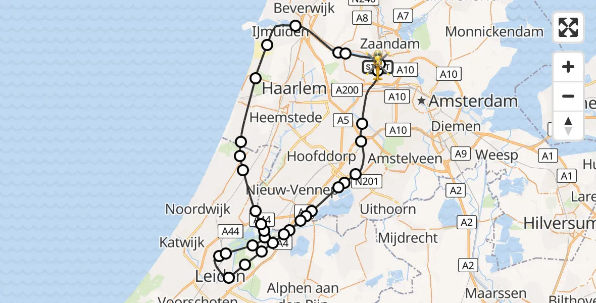 Vluchtroute Traumahelikopter Amsterdam Heliport - Amsterdam Heliport, 01 juli 2026, 09:50