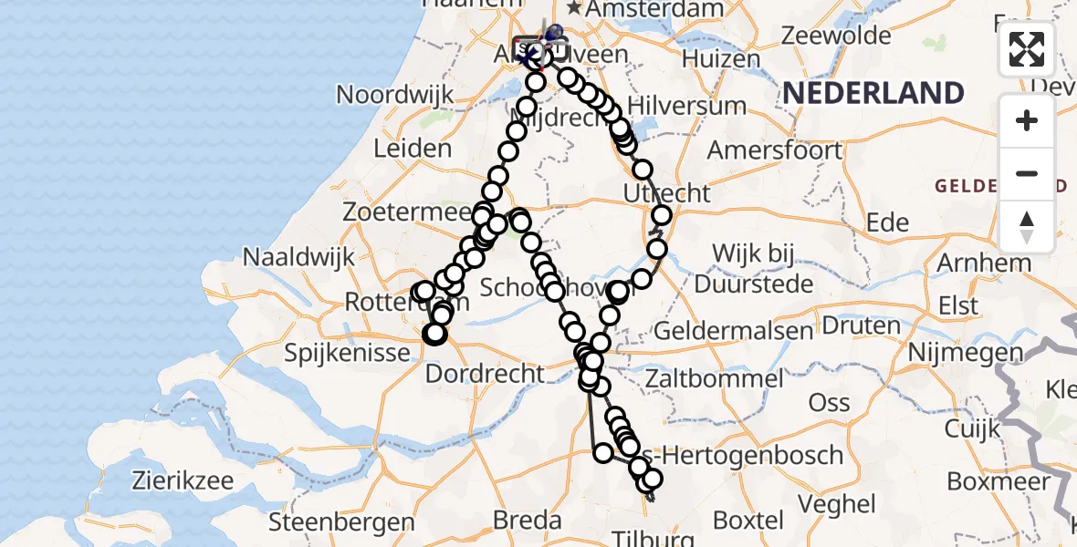 Vluchtroute Politiehelikopter Amsterdam Vliegveld Schiphol - Amsterdam Vliegveld Schiphol, 01 juli 2026, 09:58