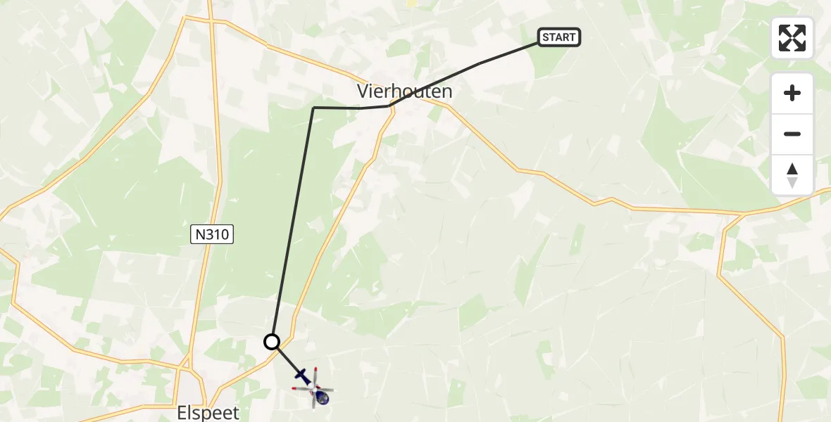 Vluchtroute Politiehelikopter Vierhouten - Elspeet, 01 juli 2026, 10:01