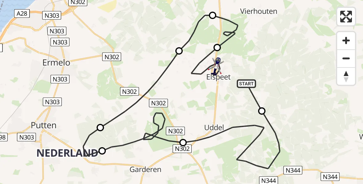 Vluchtroute Politiehelikopter Elspeet - Elspeet, 01 juli 2026, 10:04