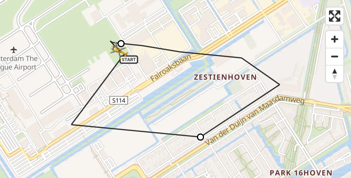 Vluchtroute Traumahelikopter Rotterdam The Hague Airport - Rotterdam The Hague Airport, 01 juli 2026, 12:11