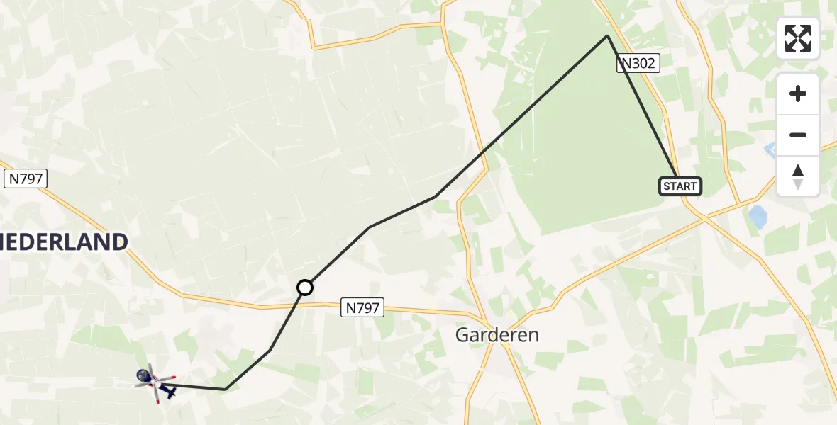 Vluchtroute Politiehelikopter Ermelo - Putten, 01 juli 2026, 12:20