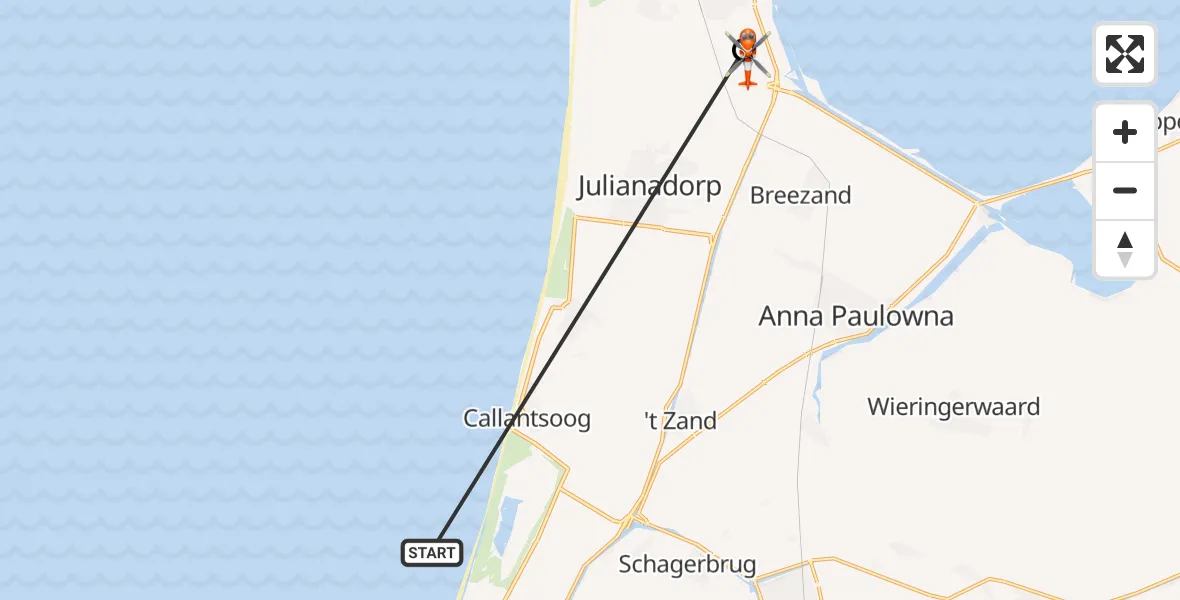 Vluchtroute Kustwachthelikopter Noordzee - Militair vliegveld De Kooy / Den Helder Airport, 01 juli 2026, 12:49