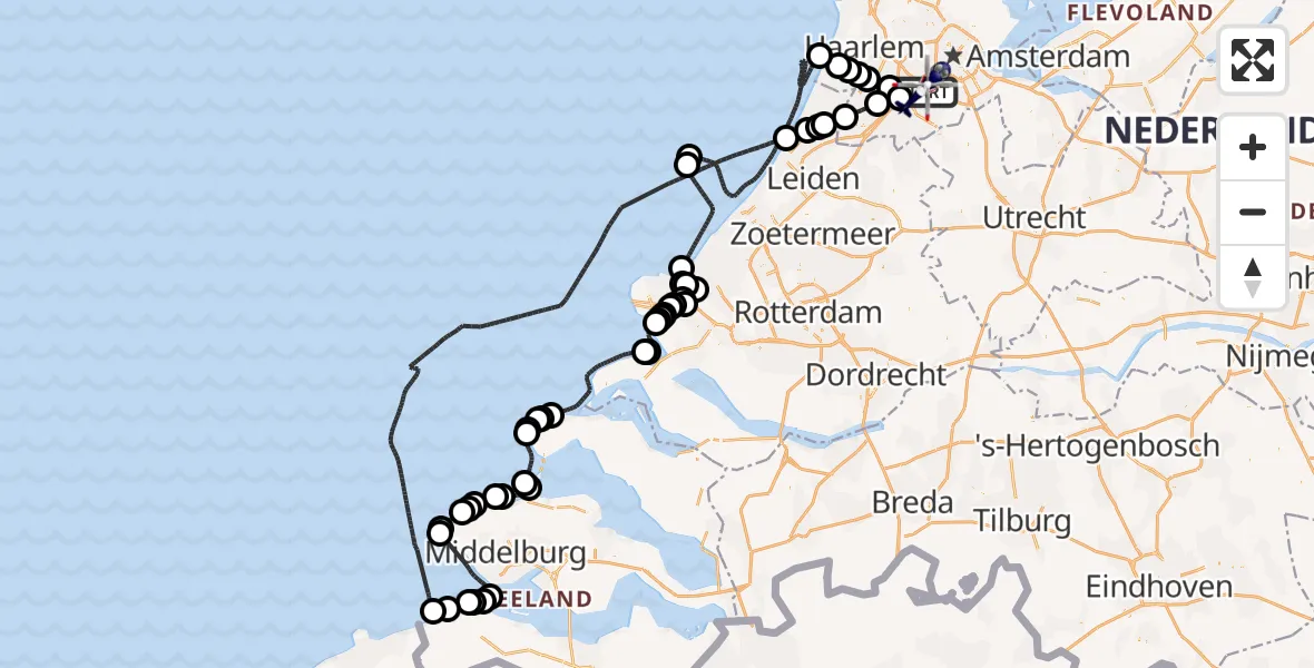 Vluchtroute Politiehelikopter Amsterdam Vliegveld Schiphol - Amsterdam Vliegveld Schiphol, 01 juli 2026, 13:14