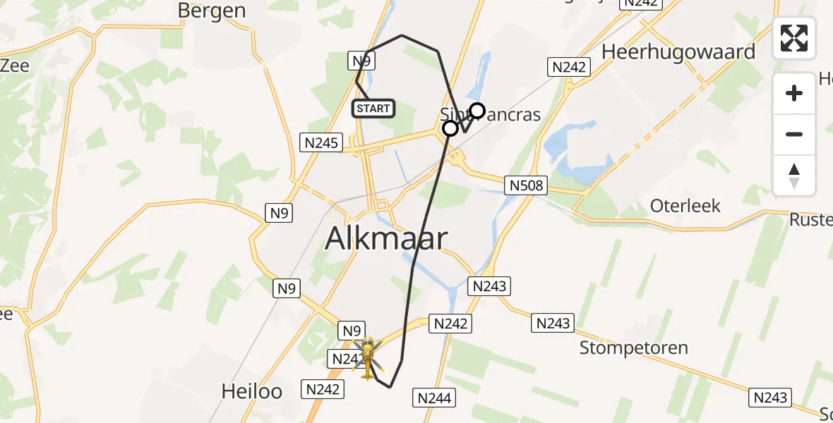 Vluchtroute Traumahelikopter Alkmaar - Alkmaar, 01 juli 2026, 15:45