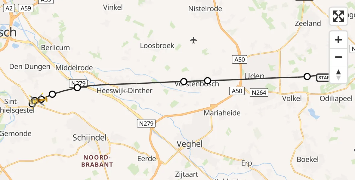 Vluchtroute Traumahelikopter Vliegbasis Volkel - Schijndel, 01 juli 2026, 17:08