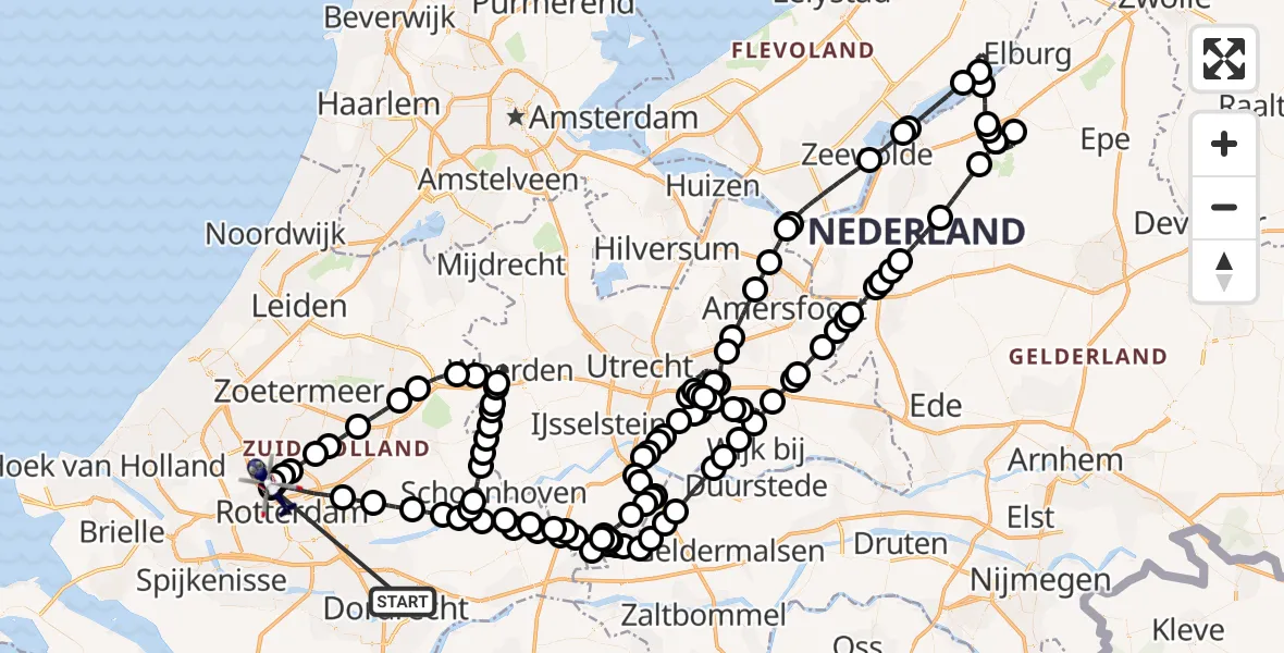 Vluchtroute Politiehelikopter Papendrecht - Rotterdam The Hague Airport, 01 juli 2026, 17:32