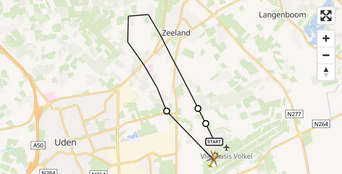 Vluchtroute Traumahelikopter Vliegbasis Volkel - Vliegbasis Volkel, 01 juli 2026, 18:49