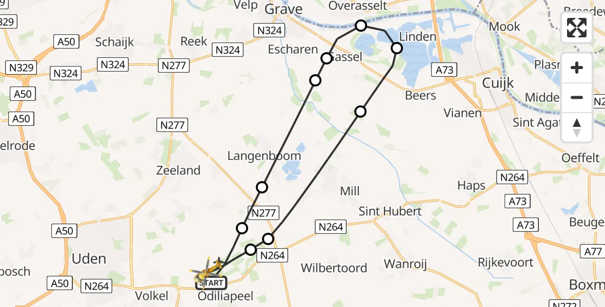 Vluchtroute Traumahelikopter Vliegbasis Volkel - Vliegbasis Volkel, 02 juli 2026, 06:12