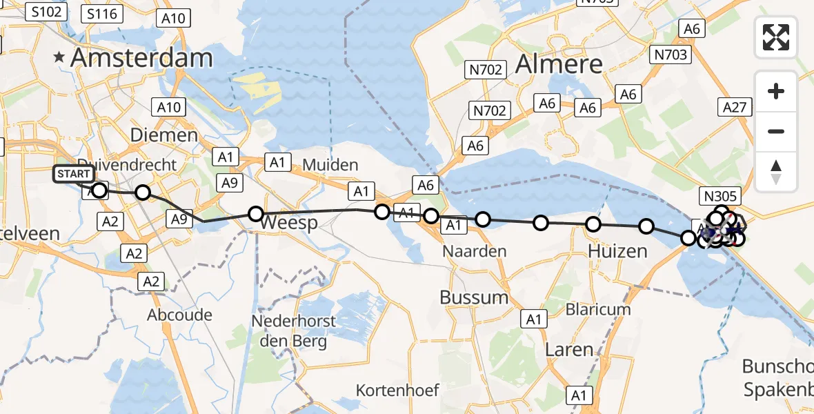 Vluchtroute Politiehelikopter Amsterdam - Zeewolde, 02 juli 2026, 08:04