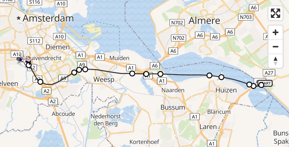 Vluchtroute Politiehelikopter Zeewolde - Amsterdam, 02 juli 2026, 08:34