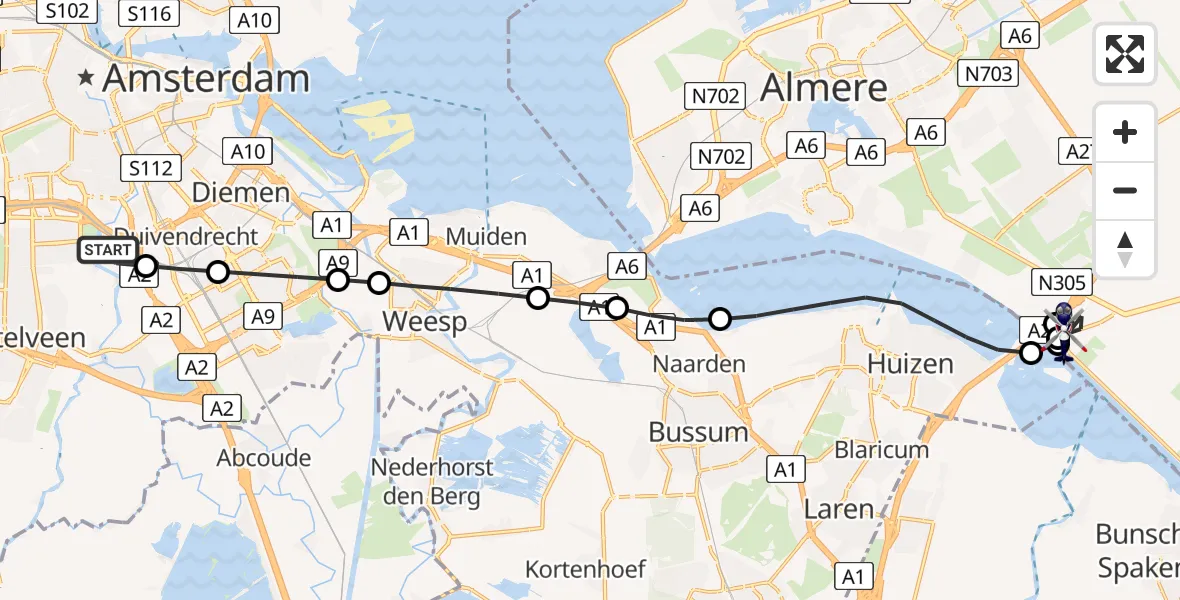 Vluchtroute Politiehelikopter Amsterdam - Zeewolde, 02 juli 2026, 09:19