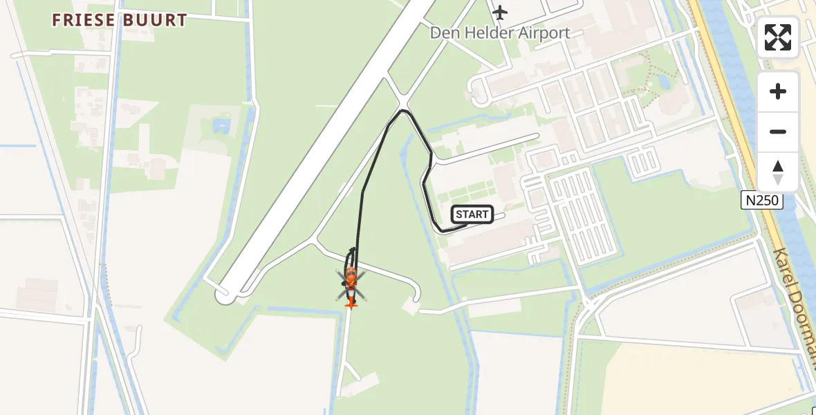 Vluchtroute Kustwachthelikopter Militair vliegveld De Kooy / Den Helder Airport - Militair vliegveld De Kooy / Den Helder Airport, 02 juli 2026, 15:06