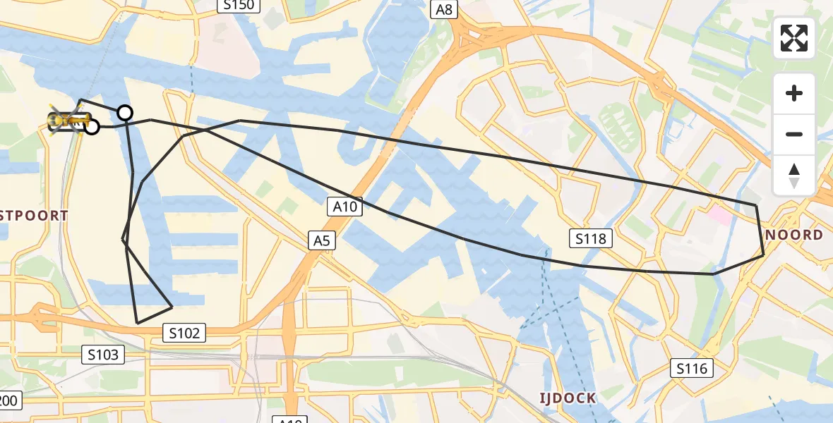 Vluchtroute Traumahelikopter Amsterdam Heliport - Amsterdam Heliport, 02 juli 2026, 16:42