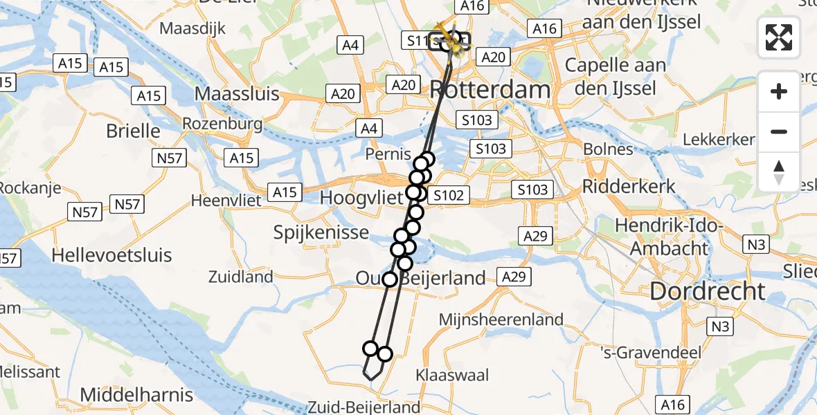 Vluchtroute Traumahelikopter Rotterdam The Hague Airport - Rotterdam The Hague Airport, 02 juli 2026, 17:39