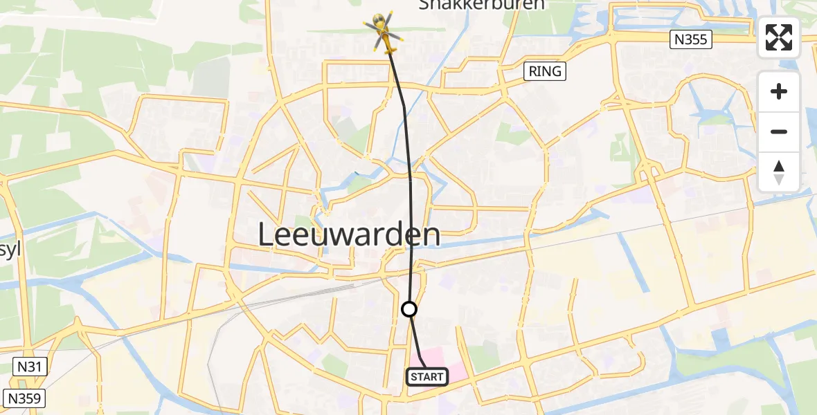 Vluchtroute Ambulancehelikopter Leeuwarden Medical Center Heliport - Leeuwarden, 02 juli 2026, 18:07
