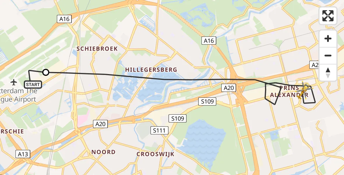 Vluchtroute Traumahelikopter Rotterdam The Hague Airport - Rotterdam, 02 juli 2026, 18:37