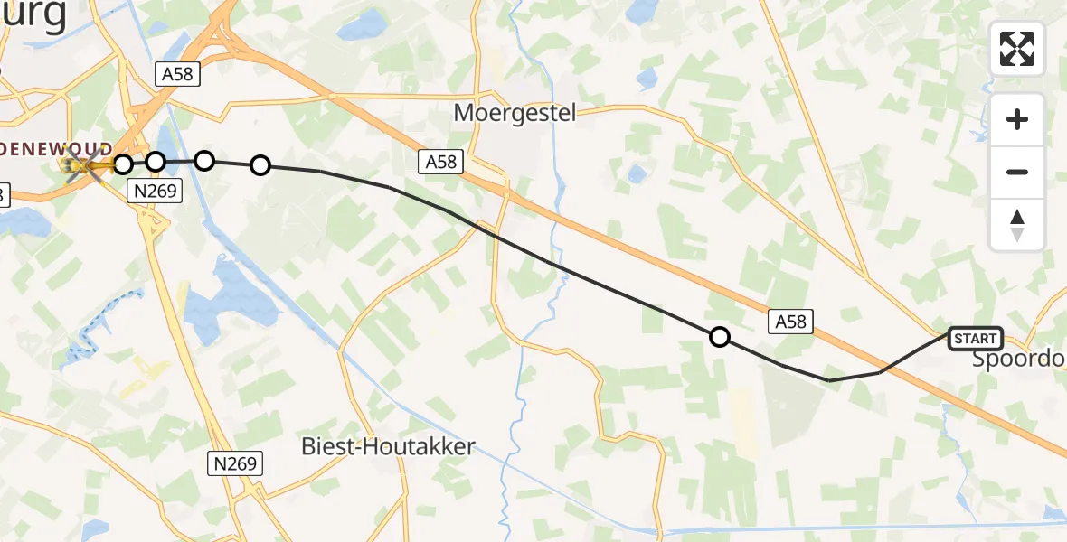 Vluchtroute Traumahelikopter Oirschot - St. Elisabeth Hospital Heliport, 02 juli 2026, 19:05