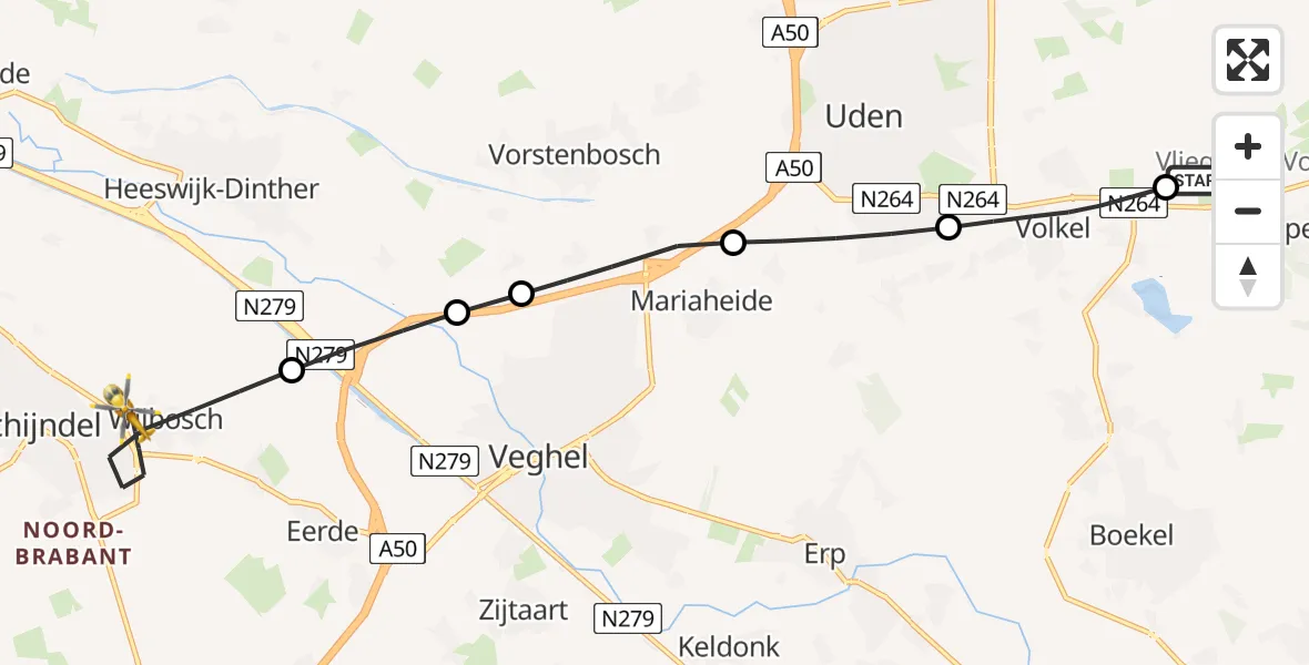 Vluchtroute Traumahelikopter Vliegbasis Volkel - Schijndel, 02 juli 2026, 21:57